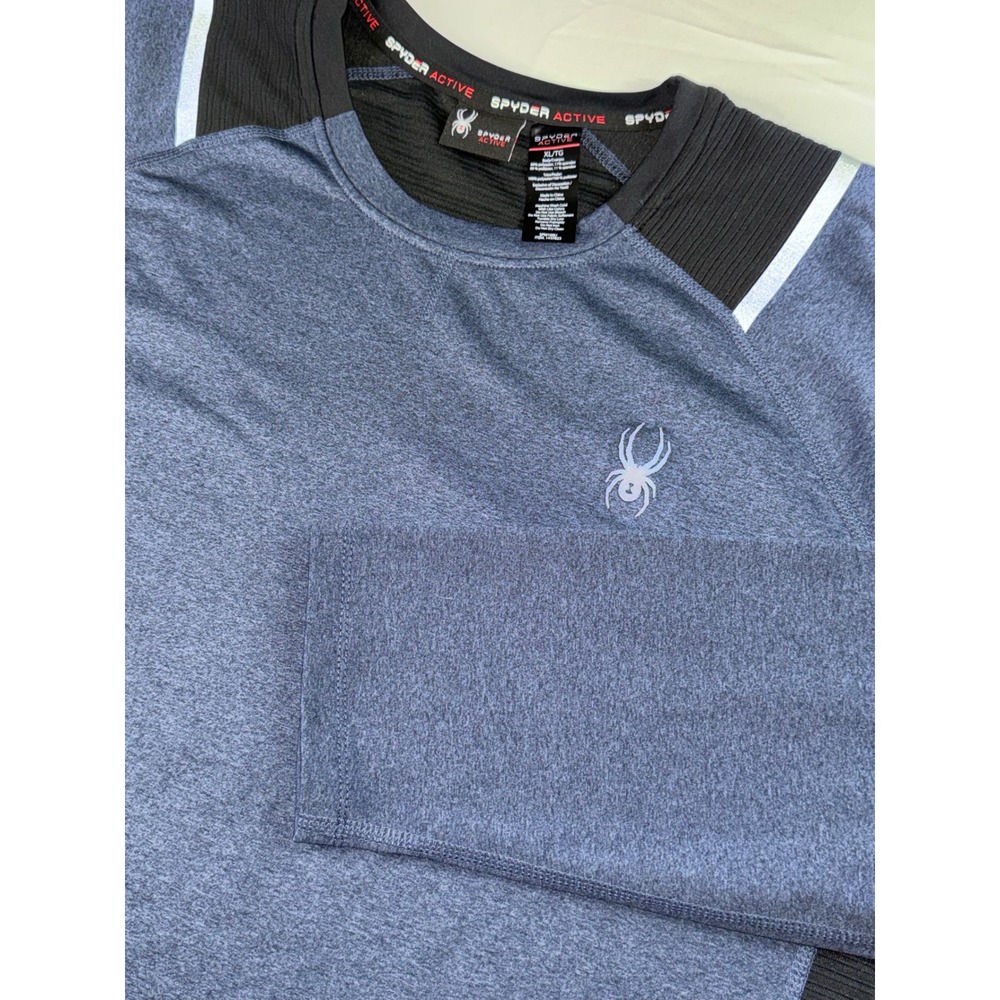Spyder Active Mens XL Blue Heathered Long Sleeve Performance Shirt SPM100U NWOT